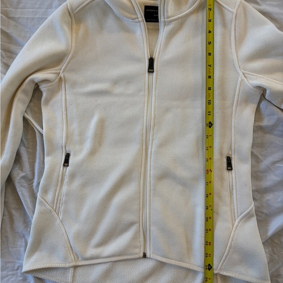 Andrew Marc Cream full zip hooded fleece jacket with pockets, size M - Picture 7 of 7